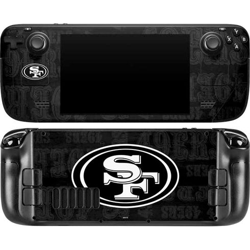 NFL San Franciso 49ers Black & White Steam Deck Handheld Gaming Computer Skin